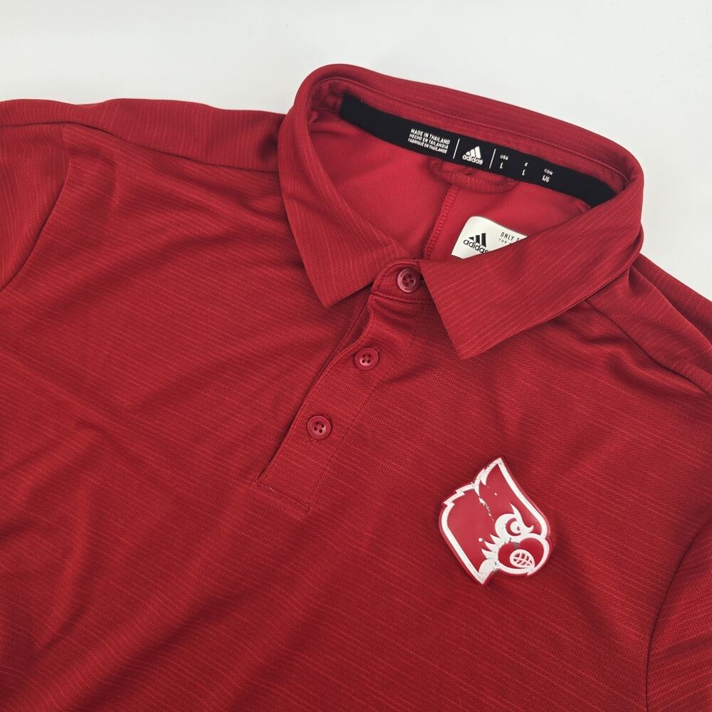 Adidas Louisville Cardinals Polo Shirt Mens L Red Golf Performance Team Issue